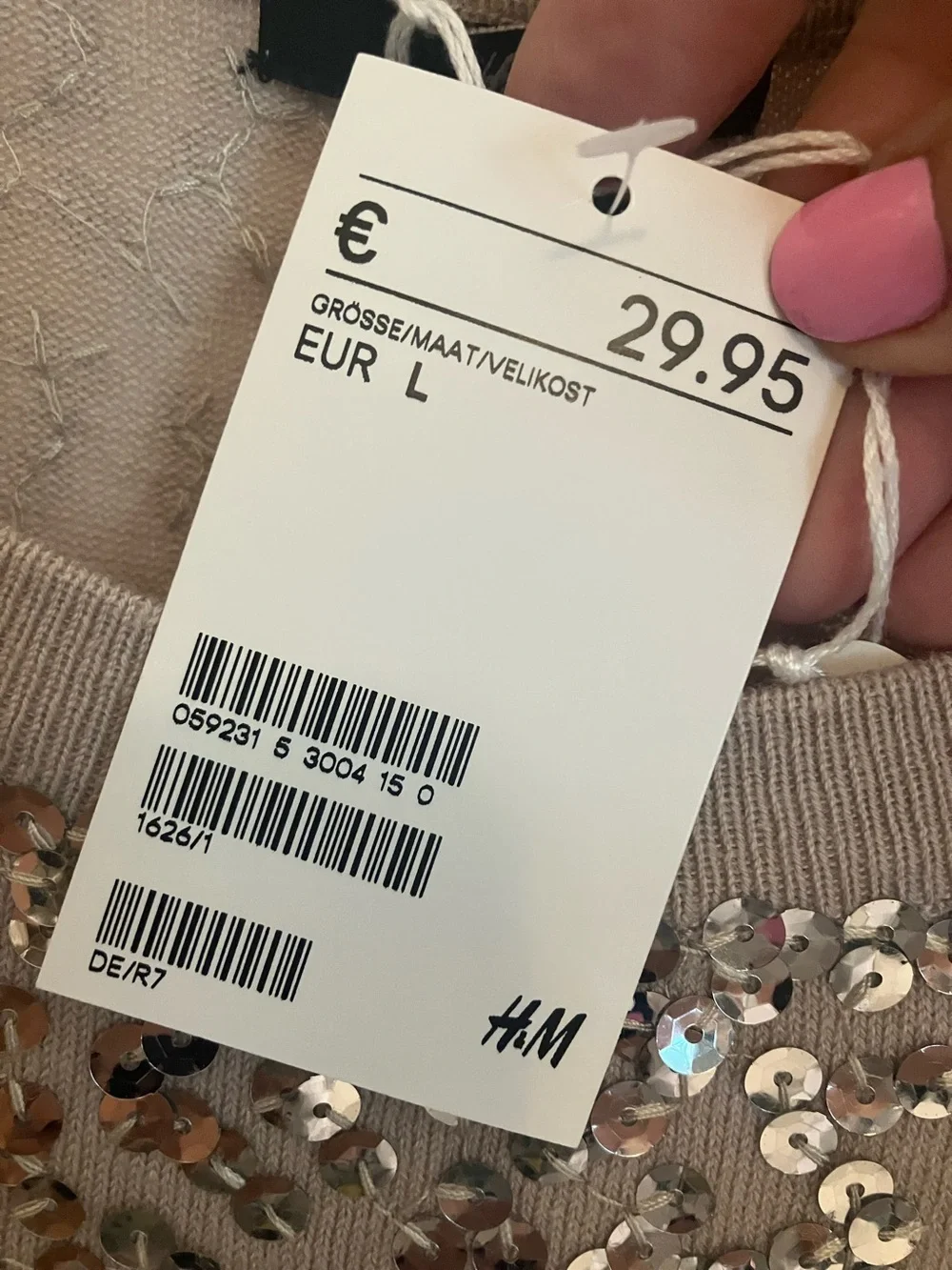 H&M Women's Beige Sequin Scoop Neck Sweater - Picture 5 of 5
